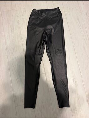 Aerie High-Shine Black Faux Leather Leggings